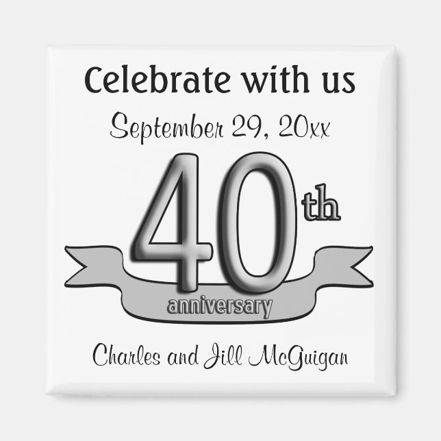 Aimant 40e anniversaire Enregistrer la date Favoris de la (Devant)