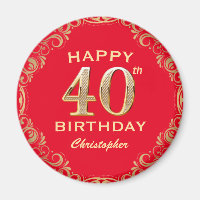 40e anniversaire Parties scintillant rouge et or c