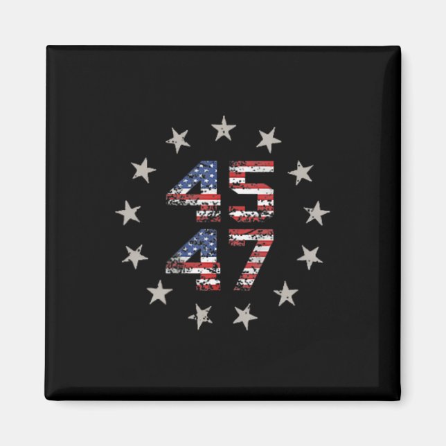 Aimant 47 Trump 2024 Drapeau américain (sur le dos) 1 (Devant)