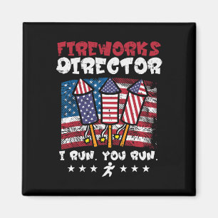 Aimant 4 juillet Feu d'artifice Directeur I Run Funny Us