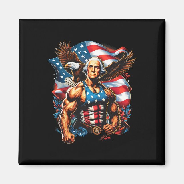 Aimant 4 juillet Patriotique Funny George Washington juil (Devant)