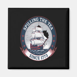 Aimant 4 Juillet Spilling The Tea 1773 Drôle Amérique