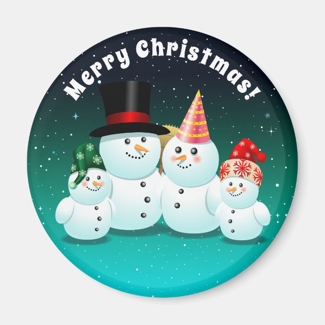 Aimant 4 motoneiges de Noël (Devant)