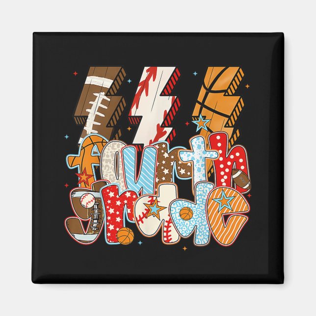 Aimant 4e année garçons Éclair boulon de football de base (Devant)