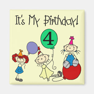 Aimant 4e Stick Kids Party Anniversaire Tshirts et cadeau