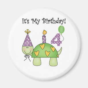 Aimant 4èmes T-shirts et cadeaux d'anniversaire de tortue