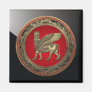 Aimant [500] Taureau ailé assyrien - Lamassu d'or