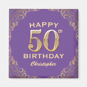 Aimant 50e anniversaire de la Parties scintillant violet