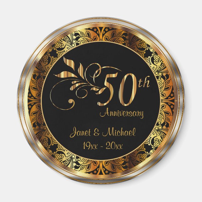 Aimant 50e anniversaire de Mariage d'or (Devant)