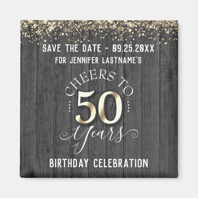 Aimant 50e anniversaire d'or Enregistrer la date (Devant)