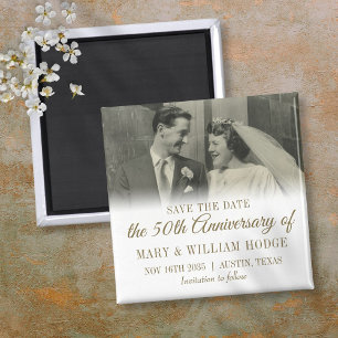 Aimant 50e Anniversaire d'or Photo Mariage Enregistrer la
