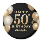 50e fête d'anniversaire Ballons noirs et or