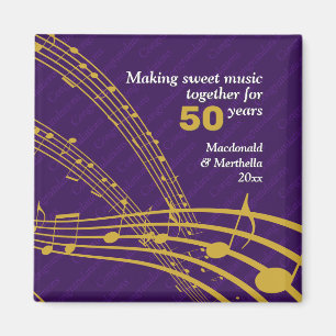 Aimant 50e Mariage GOLDEN   NOTES MUSICALES