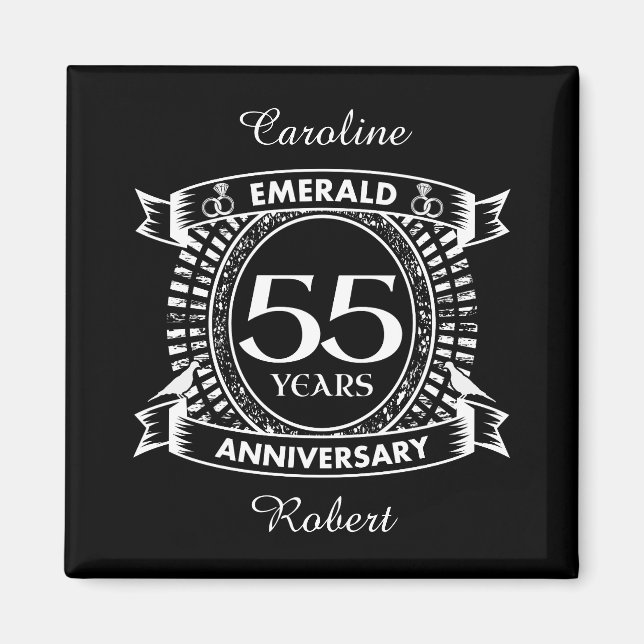 Aimant 55e anniversaire du mariage émeraude crête (Devant)