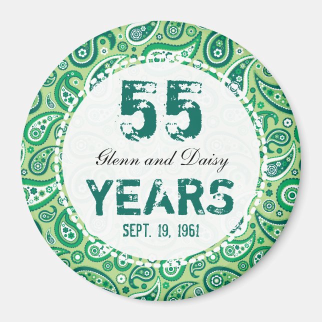 Aimant 55e anniversaire du Mariage émérite Motif Paisley (Devant)