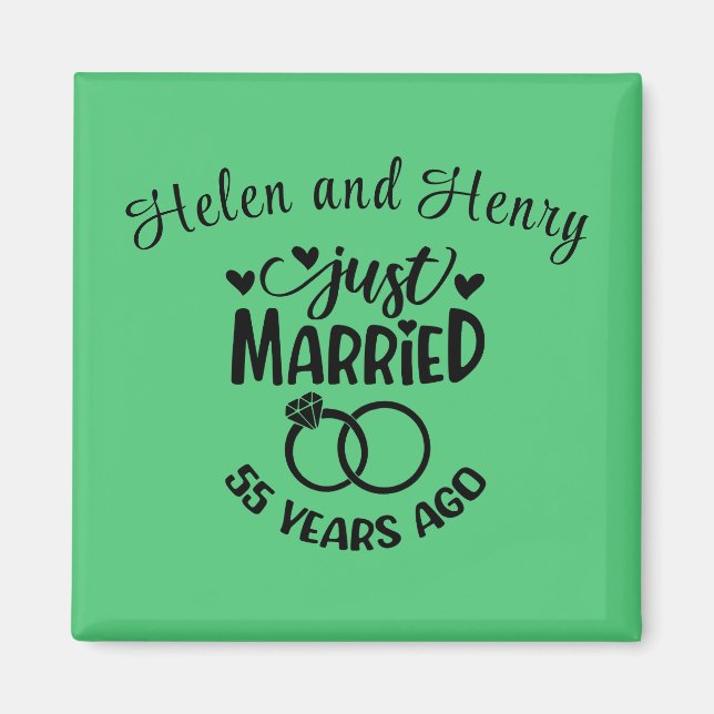 Aimant 55e anniversaire du Mariage Noms personnalisés Éme (Devant)