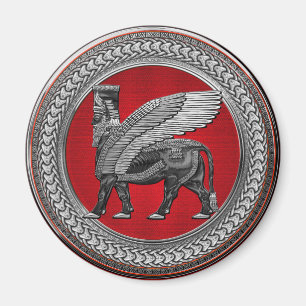 Aimant [600] Taureau ailé assyrien : Argent et lamassu no