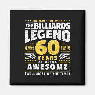 Aimant 60e anniversaire Billard Joueur 60 ans Billia