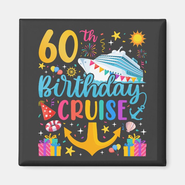 Aimant 60e anniversaire Croisière B-Day Carré de fête (Devant)