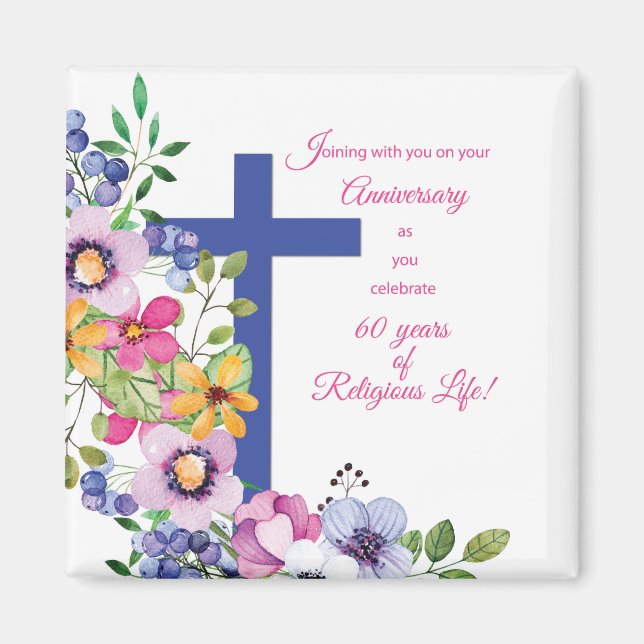 Aimant 60e Anniversaire, Nun, Religious Life Cross (Devant)
