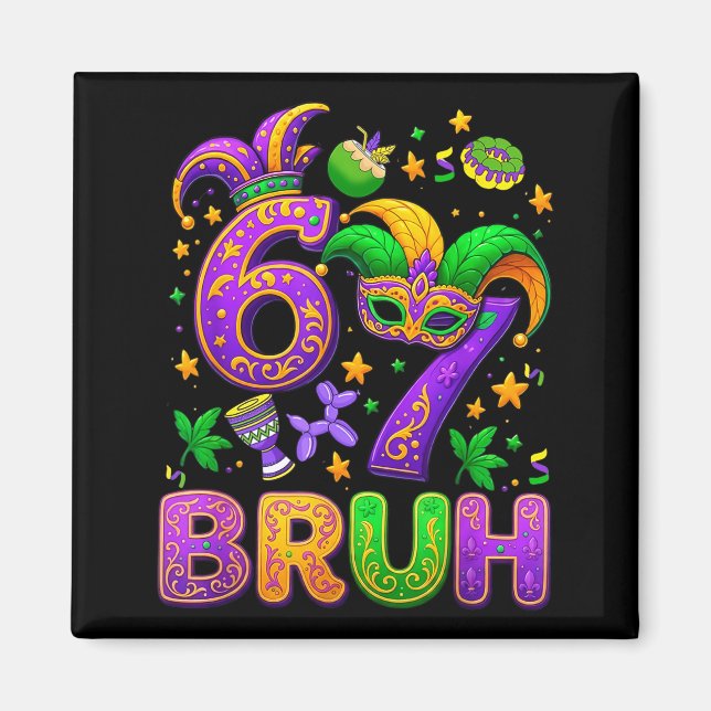 Aimant 67 Bruh Mardi Gras Jester Mask New Orleans  (Devant)
