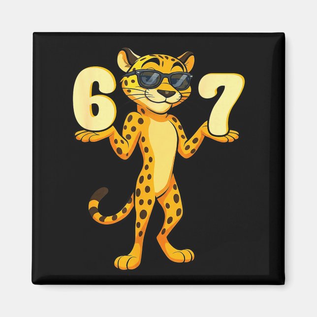 Aimant 67 Cheetah Meme Six Seven Hands Motion Kids Teens  (Devant)