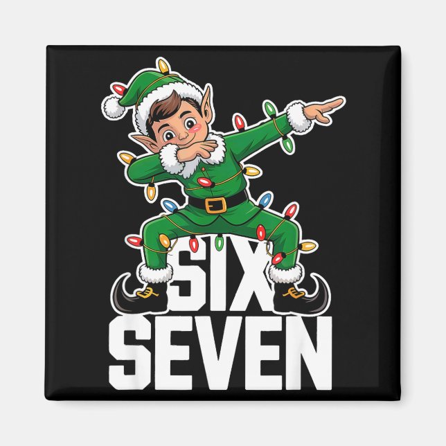 Aimant 67 Christmas Six Seven 6 7 Meme Funny Dabbing Elf  (Devant)