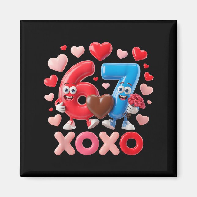 Aimant 67 Cute Six Seven Gen Meme Couple Anniversary Vale (Devant)