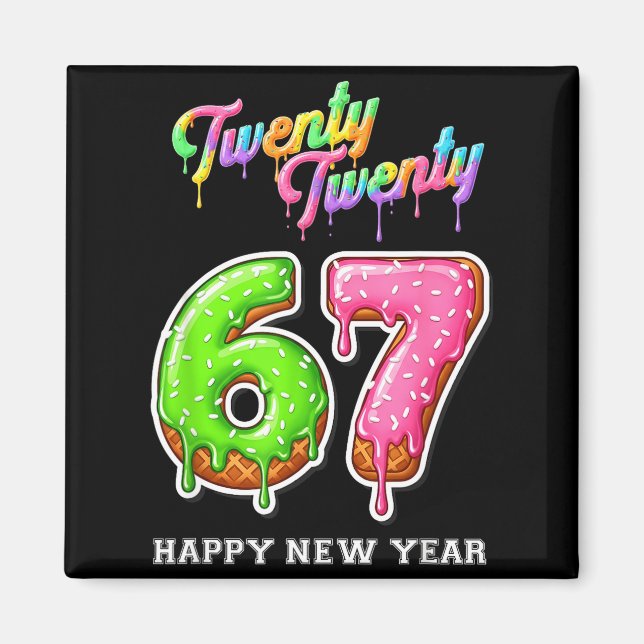 Aimant 67 Happy New Year's Eve Six Seven Funny 2026 Brain (Devant)
