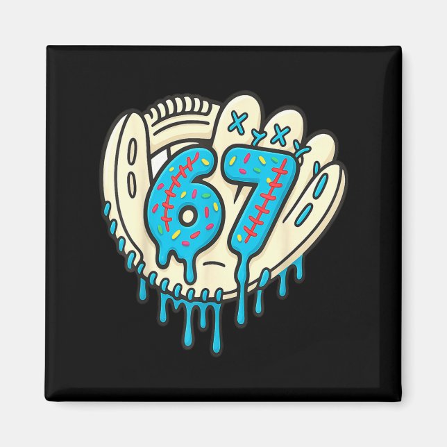 Aimant 67 Ice Cream Drip Funny Six Seven Baseball  (Devant)