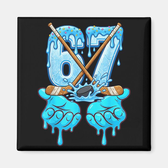Aimant 67 Ice Cream Drip Hockey Gen Alpha Slang Six Seven (Devant)