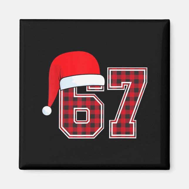 Aimant 67 Meme Funny Christmas Red Plaid Xmas Pajamas Sla (Devant)