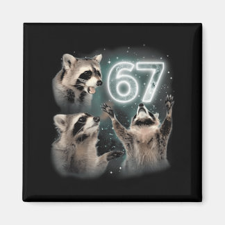 Aimant 67 Meme Racoon Howling At The Moon Six Seven Trash