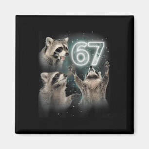 Aimant 67 Meme Raton laveur Hurle à la Lune 67 6 7 Hallow