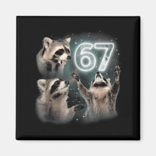 Aimant 67 Meme Raton laveur Hurle à la Lune Six Sept Ordu