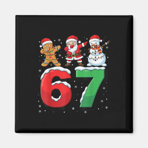 Aimant 67 Meme Six Seven Santa en dab 6 7 Noël drôle