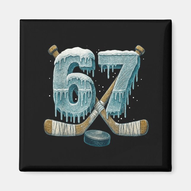 Aimant 67 Six Seven Hockey Drip Number Funny 6 7 Meme  (Devant)