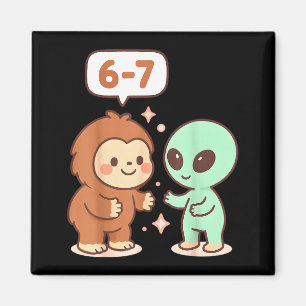 Aimant 67 Six Seven Mème Drôle Bigfoot Alien Sasquatch Uf