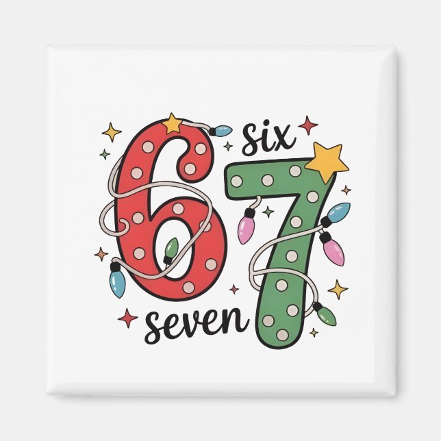 Aimant 6 7 Six Seven Hand Gen Z Alpha Meme Slang Xmas  (Devant)