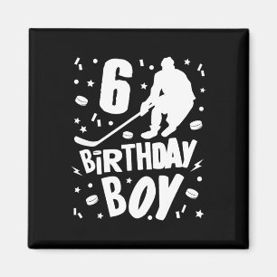 Aimant 6e anniversaire Garçon Hockey sur glace Enfants 6