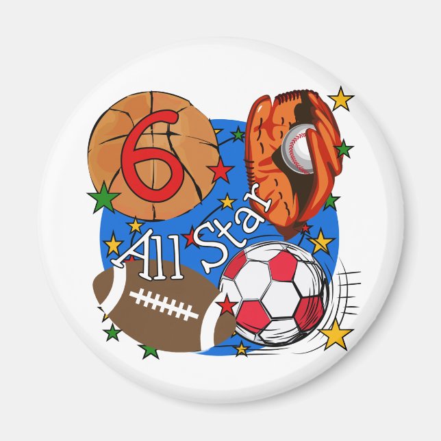 Aimant 6èmes T-shirts et cadeaux d'anniversaire d'All Sta (Devant)