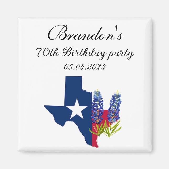 Aimant 70e anniversaire Bluebonnets Texas floral (Devant)