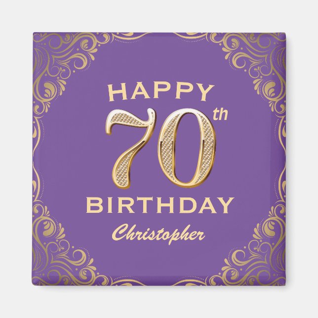 Aimant 70e anniversaire de la Parties scintillant violet  (Devant)