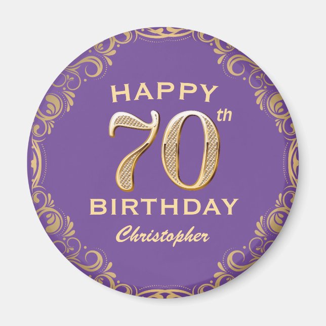 Aimant 70e anniversaire de la Parties scintillant violet  (Devant)