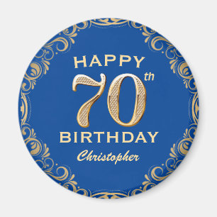 Aimant 70e anniversaire Parties scintillant bleue et or c