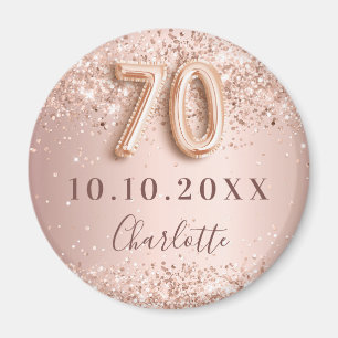 Aimant 70e anniversaire rose or blush enregistrer la date