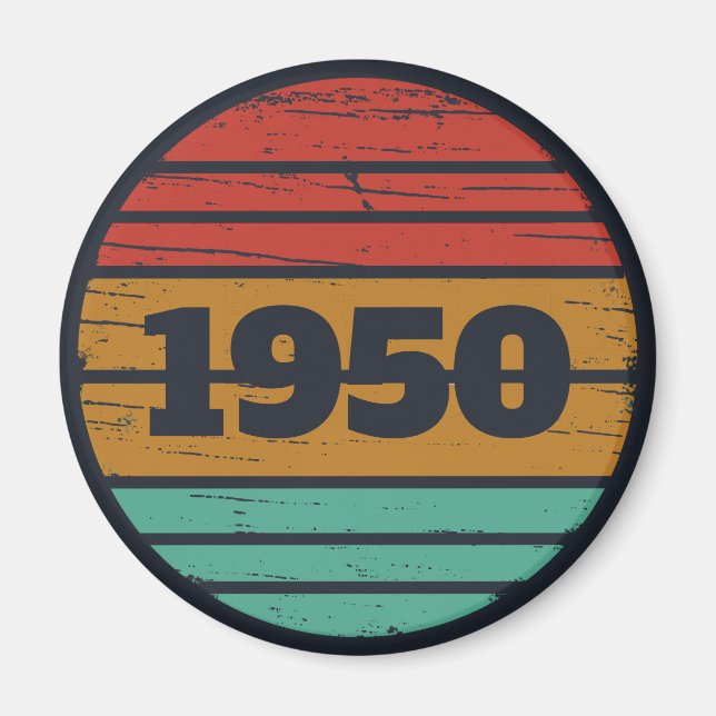 Aimant 75e anniversaire vintage personnalisé (Devant)