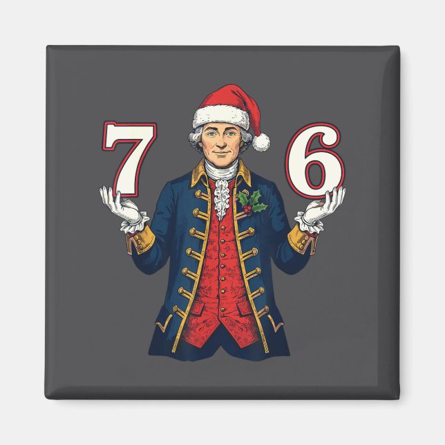 Aimant 7-6 6-7 Drôle George Washington Santa 67 Meme Chri (Devant)