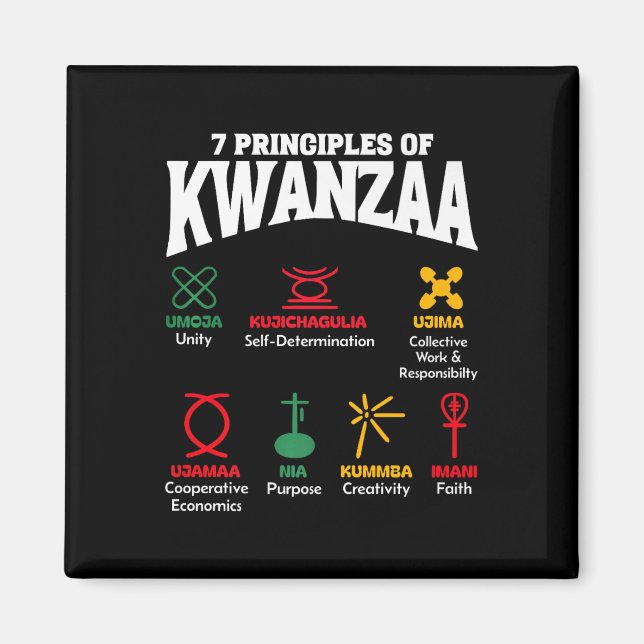 Aimant 7 Principes De Kwanzaa Hommes De Fierté Africaine- (Devant)