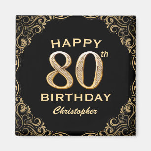 Aimant 80e anniversaire de la Parties scintillant Black a